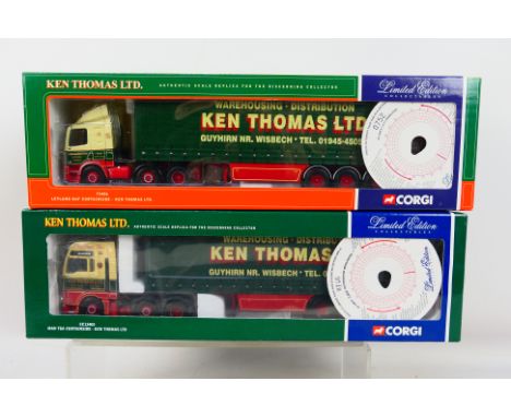 Corgi - 2 x limited edition trucks in Ken Thomas Ltd. livery, Leyland DAF Curtainside number 752 of only 2490 made # 75406 an