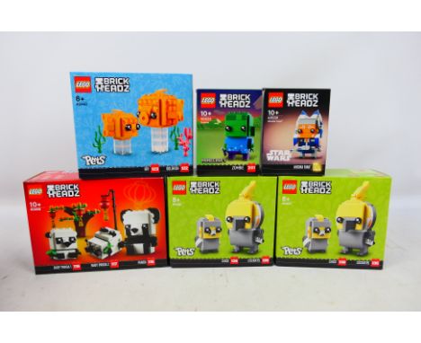 Lego - A mixed group of six boxed factory sealed Lego 'Brick Headz' sets. Sets include Lego #40466 Chinese New Year Pandas; '