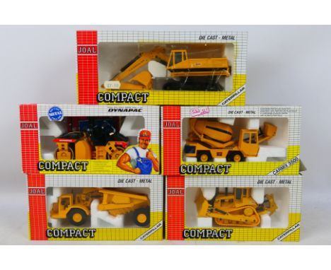 Joal - 5 boxed 1/70 scale Compact Construction Vehicles to include #199 Vibratory Roller, #222 Tractor CAT 631 with tipper, #