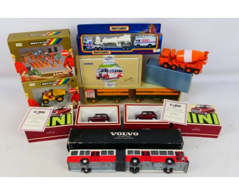 Britains - Corgi - Matchbox - Others -7 boxed diecast vehicles to include #9919 Tipping Dump Truck, #9941 Road Works set. A p