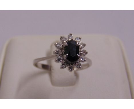 18ct white gold sapphire and diamond dress ring, approx total weight 3.0g