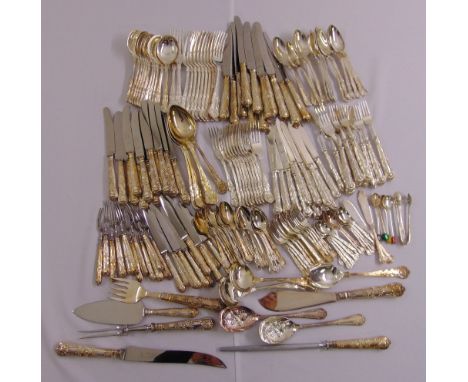 Silver plated Kings pattern flatware for twelve place settings to include servers