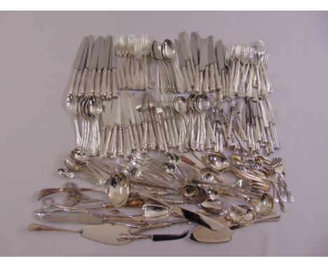 A quantity of Mappin and Webb silver plated flatware for twelve place settings