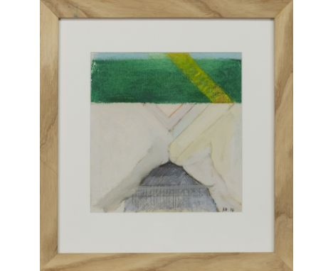 * ADRIAN HEATH (BRITISH 1920 - 1992), L R L 74 (GREEN) mixed media on paper, signed and dated '74, titled label verso image s