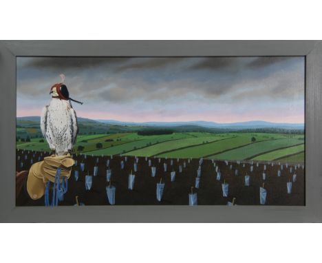 * DAVID COOPER, SEE NO EVIL oil on canvas, signed and dated 1991 verso, titled label verso image size 59cm x 112cm, overall s