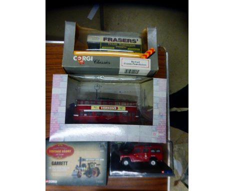 Four boxed Corgi vehicles to include Vintage Glory of Steam Garrrett 80304, Original Omnibus om40502 Feltham Tram etc