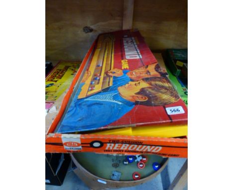 Two vintage Bagatelle Boards, boxed Ideal Rebound and Shove H' apenny board