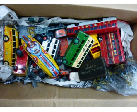 Group of vintage play worn diecast vehicles to include Dinky, Corgi and Matchbox