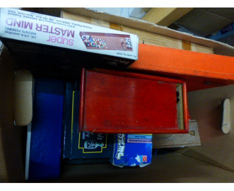 Collection of vintage and modern boards games to include Chess set, dominoes etc