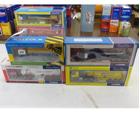 4 Boxed Corgi 1:50 Scale Limited Edition Commercial Vehicles; 75901 Cyril Knowles, 75902 Blue Circle Cement, CC13504 W.H.Malc