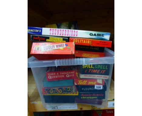 Collection of vintage board games to include Waddington's Thunderbirds, Spears Trek, card games, Mousie-Mousie etc