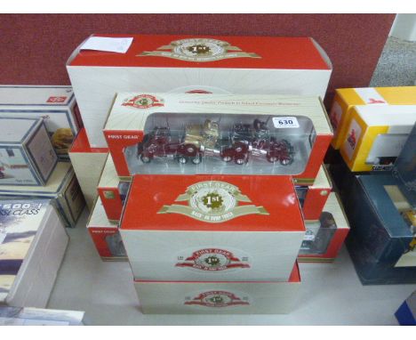 7 Boxed First Gear Diecast Metal Replicas; 1:34 Scale Mack MR with Heil Automated Side Loader, 1:34 Scale Mack Granite with E