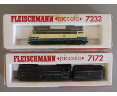 Model Railway - Two cased Fleischmann Piccolo N gauge locomotives to include 7172 and 7232 (note from vendor to say that 7232