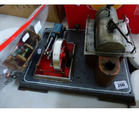 Vinatage Wilesco Stationary Steam Engine plus accessories and a die-cast Dinky Volswagen in blue