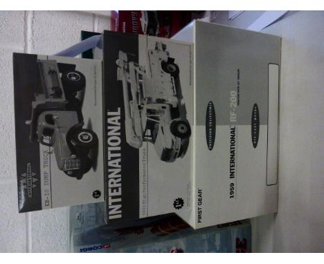Three boxed limited edition First Gear 'International Series' 1:34 die cast models; 4400 High Performance Truck; KB-10 Dump T