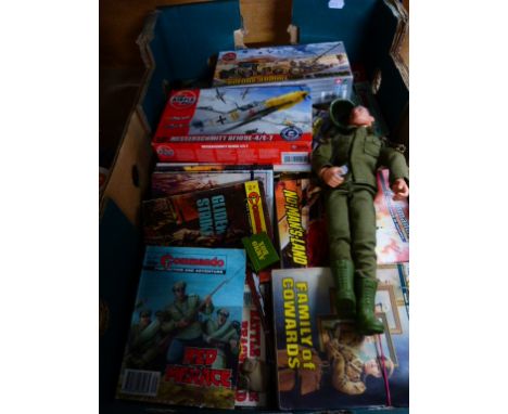 Collection of approximately 150 Commando comics plus 2 x Airfix kits and a vintage Action Man doll