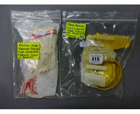 Two Original Patch doll outfits to include 1968 Easter Parade outfit, missing socks and basket and 1966 Sou'wester ref 9P05 m