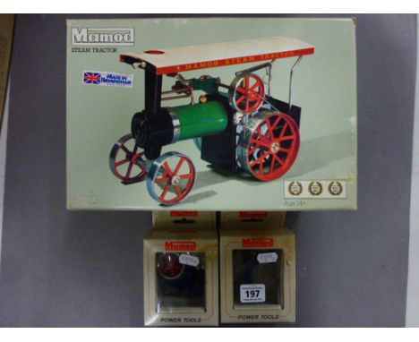 Boxed Mamod Steam Tractor plus 2 x boxed Mamod Power Tools