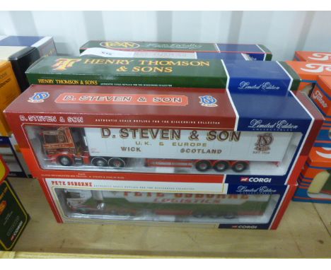 8 Boxed Corgi 1:50 Scale Limited Edition Commercial Vehicles; 76603 D Steven & Son of Wick, CC12207 Pete Osborne Logistics Lt