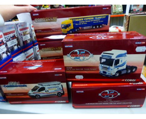 A collection of six boxed limited edition Corgi die cast model commercial vehicles of varying scales to include; DAF XF Super