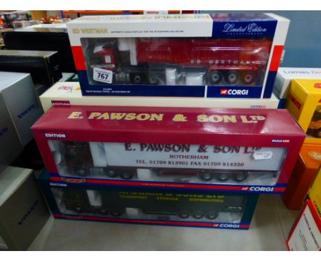 Eight limited edition boxed Corgi 'Hauliers of Renown' 1:50 die cast model commercial vehicles to include Scania Topline Step