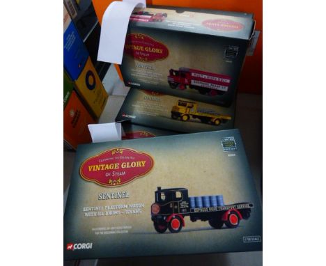Four boxed limited edtion Corgi 'Vintage Glory series 1:50 scale die cast Sentinel haulage vehicles include Platform Wagon wi