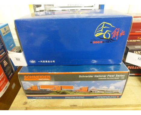 2 Boxed Diecast Commercial Vehicles; 1;50 Scale Schneider National Fleet Series Freightliners x 3 plus boxed Chinese Model