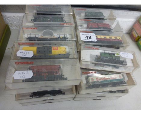 Model Railway - 39 Cased Fleischmann N gauge rolling stock to including trucks and wagons