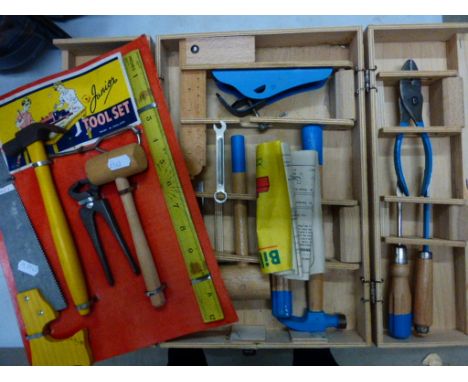 Vintage Junior Tool Set on original card plus a boxed Billy Builder's tool box with tools
