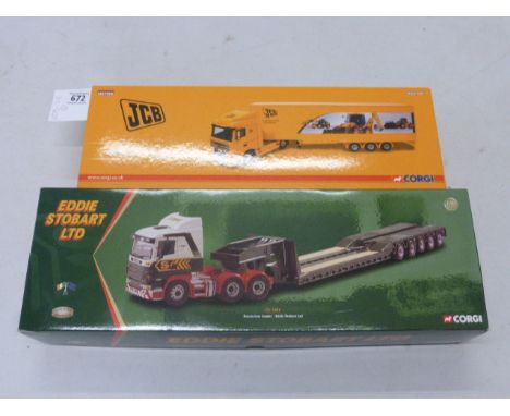 2 Boxed Corgi 1:50 Scale Limited Edition Commercial Vehicles CC13237 JCB, CC12203 Eddie Stobart Ltd - both with certificates 