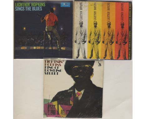 LIGHTNIN' HOPKINS - 3 x unbelievable LPs from Texas Blues master Sam 'Lightnin' Hopkins. Titles are Lightnin' Hopkins (Folkwa