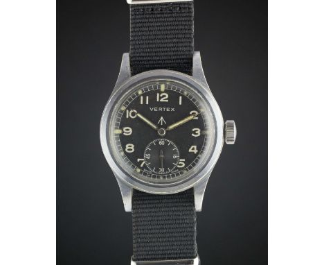 A GENTLEMAN'S BRITISH MILITARY VERTEX W.W.W. WRIST WATCH CIRCA 1940s, PART OF THE "DIRTY DOZEN"Movement: 15J, manual wind, ca
