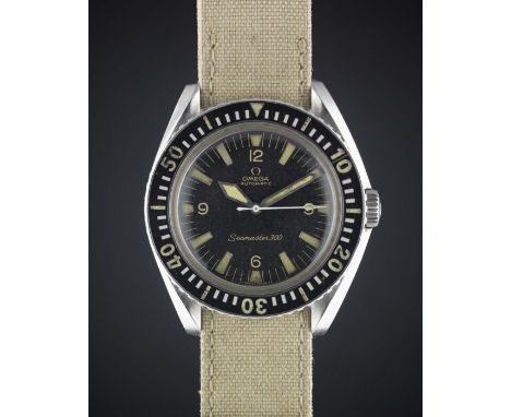 A RARE GENTLEMAN'S STAINLESS STEEL OMEGA SEAMASTER 300 AUTOMATIC WRIST WATCH CIRCA 1968, REF. 165.024 WITH "SWORD" HANDSMovem