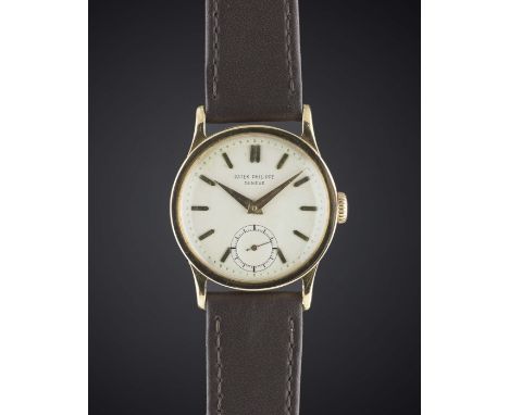 A GENTLEMAN'S 18K SOLID ROSE GOLD PATEK PHILIPPE CALATRAVA WRIST WATCHCIRCA 1930sMovement: Manual wind, signed Patek Philippe