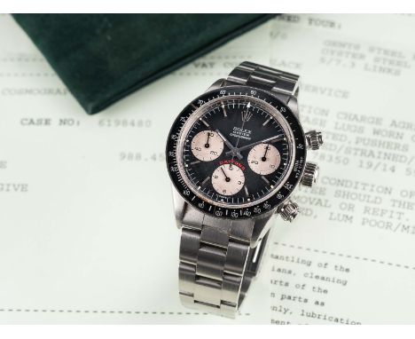 A RARE GENTLEMAN'S STAINLESS STEEL ROLEX OYSTER COSMOGRAPH DAYTONA BRACELET WATCHCIRCA 1979, REF. 6263 "BIG RED" WITH ROLEX S