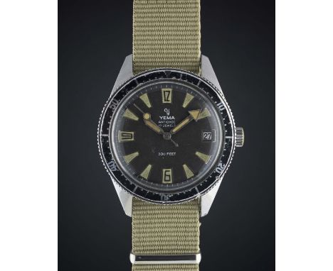 A GENTLEMAN'S STAINLESS STEEL YEMA ANTICHOC 330 FEET DIVERS WRIST WATCH CIRCA 1960sMovement: 17J, manual wind.Case: Diameter 