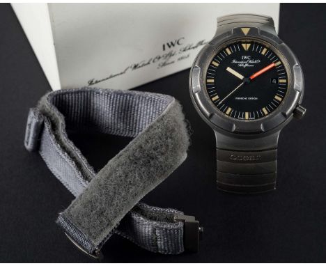 A RARE GENTLEMAN'S TITANIUM GERMAN MILITARY BUND IWC PORSCHE DESIGN OCEAN 2000 ATTACK DIVERS BRACELET WATCH CIRCA 1980, REF. 