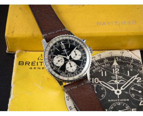 A GENTLEMAN'S STAINLESS STEEL BREITLING NAVITIMER CHRONOGRAPH WRIST WATCH CIRCA 1969, REF. 806 WITH ORIGINAL NAVITIMER BOX & 