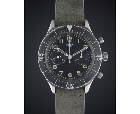 A GENTLEMAN'S STAINLESS STEEL GERMAN MILITARY HEUER "BUND" FLYBACK CHRONOGRAPH WRIST WATCHCIRCA 1970, REF. 1550 SGMovement: 1