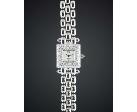 A LADIES 18K WHITE GOLD & DIAMOND CHOPARD BRACELET WATCHCIRCA 1990sMovement: Manual wind, signed Chopard.Case: Width approx. 