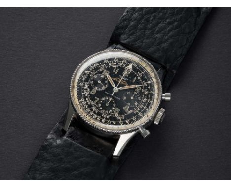 A VERY RARE GENTLEMAN'S STAINLESS STEEL BREITLING AOPA NAVITIMER CHRONOGRAPH WRIST WATCH CIRCA 1957, REF. 806 WITH "ALL BLACK