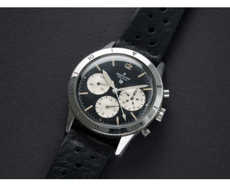 A VERY RARE GENTLEMAN'S STAINLESS STEEL BREITLING LIP AVI CHRONOGRAPH WRIST WATCH CIRCA 1965, REF. 765 AVI WITH CO-BRANDED DI