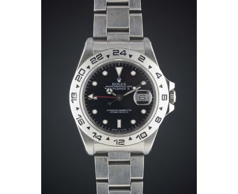 A GENTLEMAN'S STAINLESS STEEL ROLEX OYSTER PERPETUAL EXPLORER II BRACELET WATCHCIRCA 1984, REF. 16550 WITH ROLEX BOX, ORIGINA