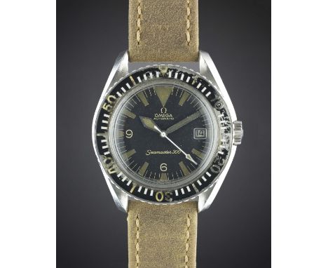 A RARE GENTLEMAN'S STAINLESS STEEL OMEGA SEAMASTER 300 "BIG TRIANGLE" AUTOMATIC DATE WRIST WATCH CIRCA 1968, REF. 166.024 WIT