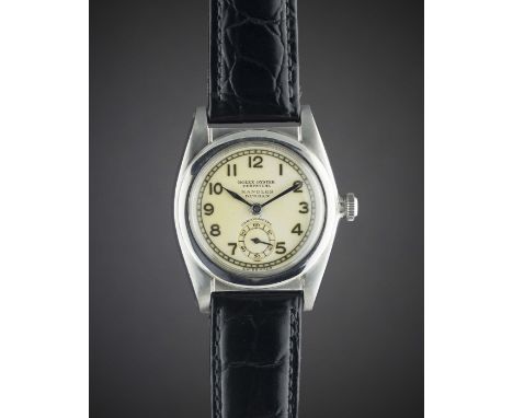A GENTLEMAN'S STAINLESS STEEL ROLEX OYSTER PERPETUAL "BUBBLE BACK" CHRONOMETRE WRIST WATCHCIRCA 1940s, REF. 2764 WITH ORIGINA