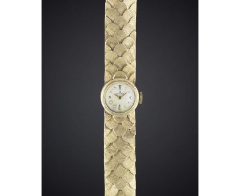 A LADIES 14K SOLID GOLD ROLEX BRACELET WATCH CIRCA 1960s, WITH ORIGINAL ROLEX BOX Movement: 17J, manual wind, signed Rolex.Ca