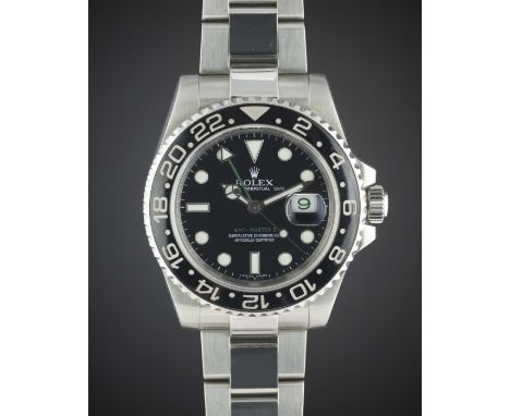 A GENTLEMAN'S STAINLESS STEEL ROLEX OYSTER PERPETUAL DATE GMT MASTER II BRACELET WATCHDATED 2007, REF. 116710LN FIRST YEAR OF
