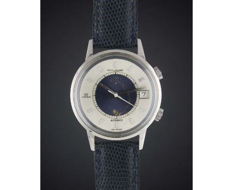 A GENTLEMAN'S STAINLESS STEEL JAEGER LECOULTRE MEMOVOX AUTOMATIC ALARM WRIST WATCHCIRCA 1970, REF. 875.42 WITH "GALAXY" DIALM