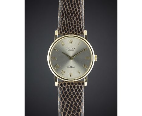 A GENTLEMAN'S 18K SOLID GOLD ROLEX CELLINI WRIST WATCH CIRCA 2007, REF. 5115 Movement: 20J, manual wind, cal. 1602, signed Ro
