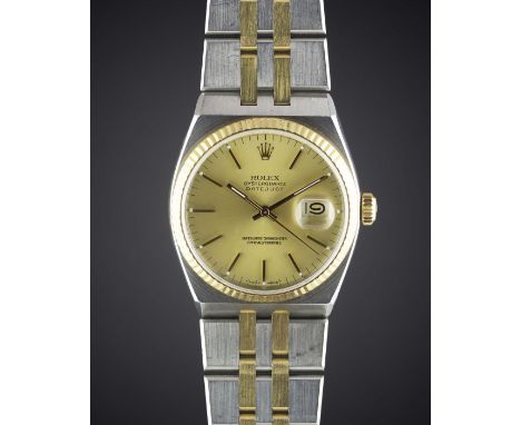 A GENTLEMAN'S STEEL & GOLD ROLEX OYSTERQUARTZ DATEJUST BRACELET WATCHCIRCA 1986, REF. 17013Movement: 11J, quartz chronometer,